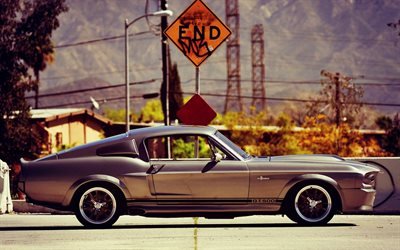 Ford Shelby Mustang GT500 Eleanor, vista lateral, carros 1967, carros retro, carros potentes, Ford Mustang 1967, carros americanos, Ford