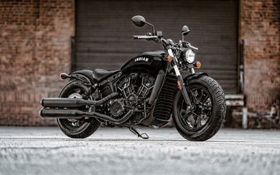 Indian Scout Bobber Sixty, 2020, front view, exterior, black motorcycle, black bobber, american motorcycles, Indian