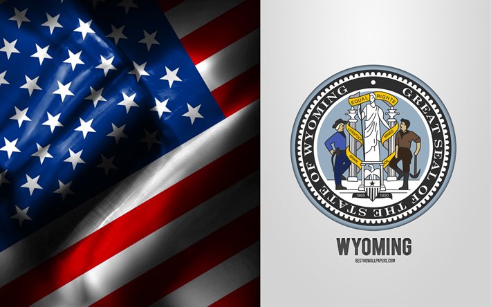 Seal of Wyoming, USA Flagga, Wyoming emblem, Wyoming vapensk&#246;ld, Wyoming badge, amerikanska flaggan, Wyoming, USA