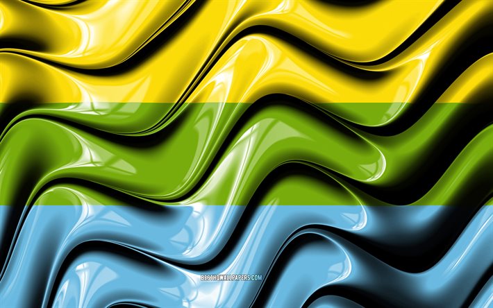 Turbo Flag, 4k, Cities of Colombia, South America, Day of Turbo, Flag of Turbo, 3D art, Turbo, colombian cities, Turbo 3D flag, Colombia