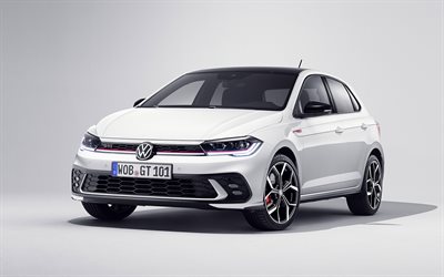 2022, Volkswagen Polo GTI, 4k, front view, exterior, new white Polo GTI, Polo tuning, German cars, Volkswagen