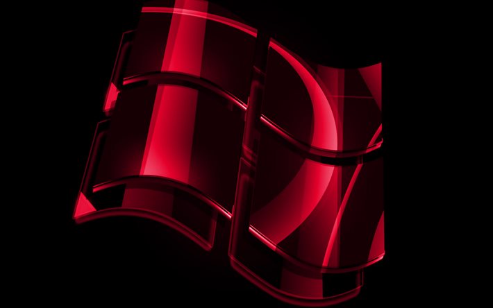 4k, logotipo rosa do Windows, planos de fundo rosa, sistema operacional, logotipo do vidro do Windows, arte, logotipo do Windows 3D, Windows