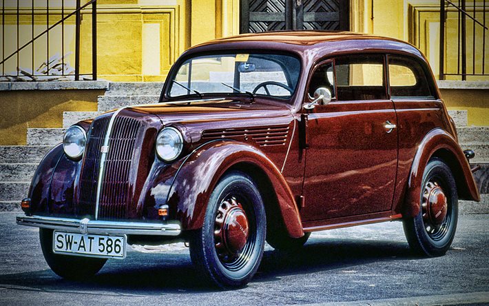 オペルカデット2ドアセダン, 4k, レトロな車, 1936台, Hdr, オペル11234, 1936年オペルカデット, ドイツ車, オペル