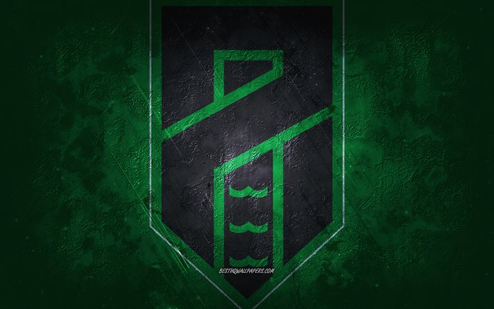 Pordenone Calcio, Italian football team, green background, Pordenone Calcio logo, grunge art, Serie B, football, Italy, Pordenone Calcio emblem