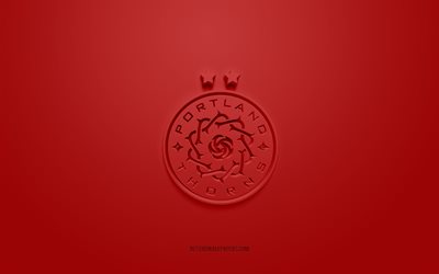 Portland Thorns FC, creative 3D logo, red background, NWSL, 3d emblem, American soccer club, Louisville, USA, 3d art, soccer, Portland Thorns FC 3d logo
