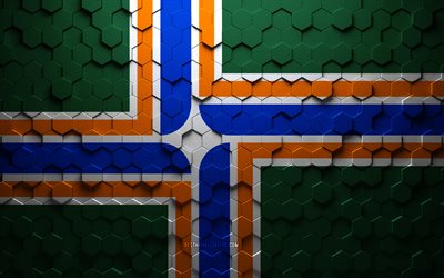 Flag of Portland, honeycomb art, Portland hexagons flag, Portland, 3d hexagons art, Portland flag