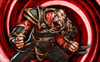 4k, Lycan, red grunge background, Dota 2, monster, Dota 2 characters, vortex, Lycan Guide, Fortnite, Lycan Dota 2
