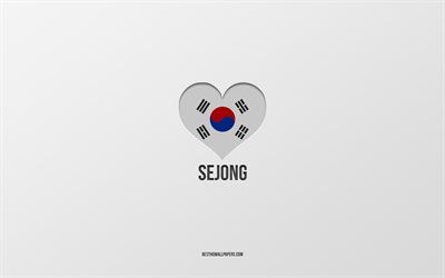 I Love Sejong, South Korean cities, Day of Sejong, gray background, Sejong, South Korea, South Korean flag heart, favorite cities, Love Sejong