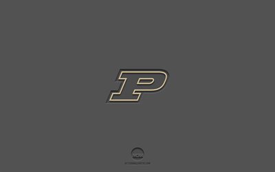 Purdue Boilermakers, harmaa tausta, amerikkalainen jalkapallojoukkue, Purdue Boilermakers -tunnus, NCAA, Indiana, USA, amerikkalainen jalkapallo, Purdue Boilermakers logo
