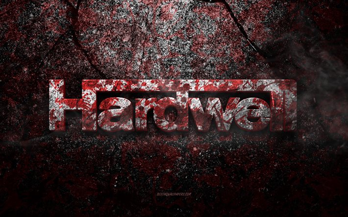 Hardwell -logo, grunge -taide, Hardwell -kivilogo, punainen kivirakenne, Hardwell, grunge -kivirakenne, Hardwell -tunnus, Hardwell 3D -logo