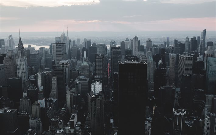 New-York, Manhattan, l&#39;Empire State Building, la soir&#233;e, les gratte-ciel de New York