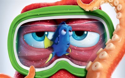 Finding Dory, los personajes, el Pulpo, el pez de san pedro, 4K