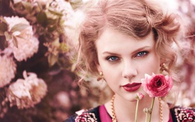 Taylor Swift, roses, chanteuse, actrice, portrait