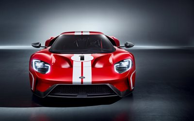 Ford GT 67, Heritage Edition, 2017, front view, sports car, red GT, american cars, Ford