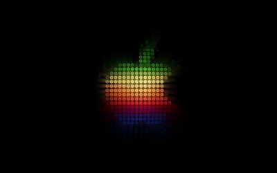 Apple, fond noir, logo, cr&#233;atif