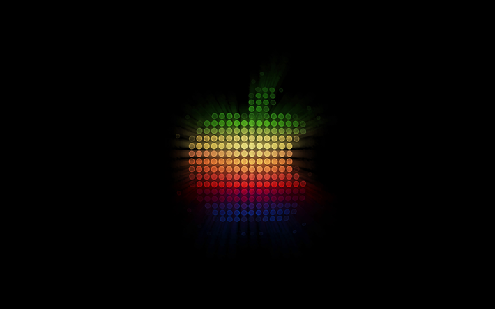 Apple, musta tausta, logo, luova