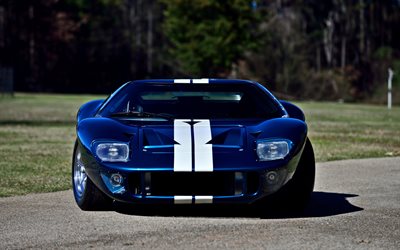ford gt40, 1965, blau gt40, racing car, amerikanische sportwagen, ford
