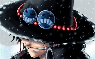 Portgas D Ace, artwork, hat, manga, One Piece