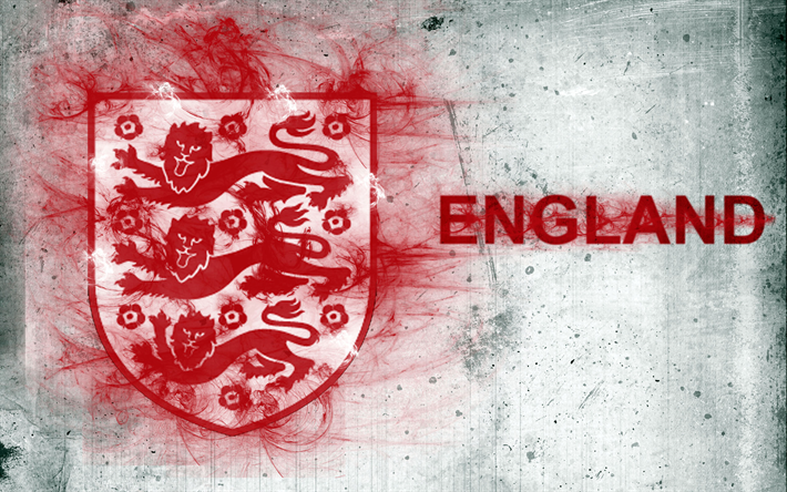 England national football team, red creative logo, emblem, creative art, logo, England, football, grunge art
