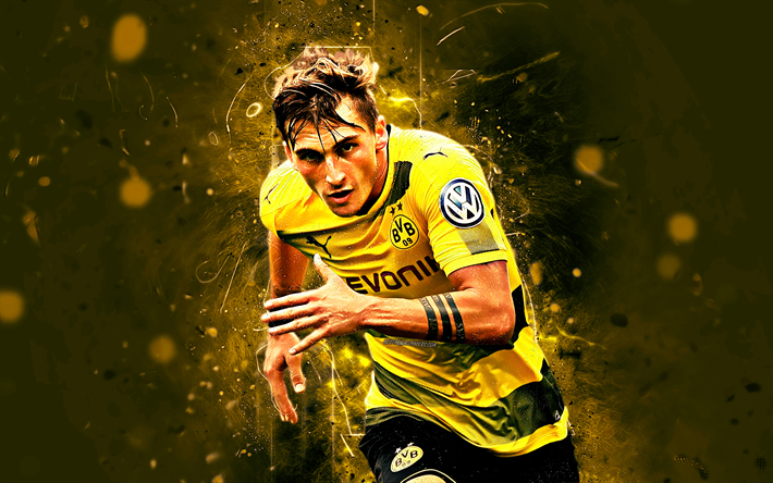 Maximilian Philipp, calciatore tedesco, il Borussia Dortmund FC, calcio, Philipp, BVB, Bundesliga, luci al neon