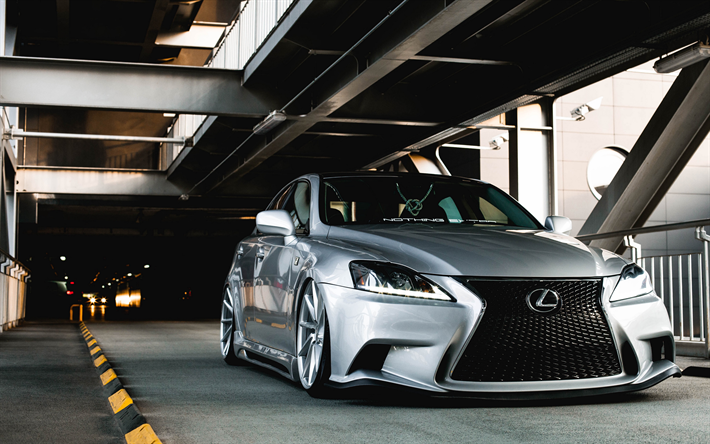 Lexus IS, stance, tuning, parking, japanese cars, silver IS, Lexus
