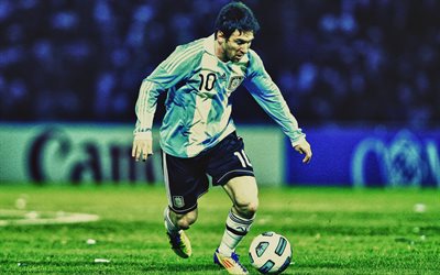 Lionel Messi, art, world football star, Argentina national football team, Leo Messi, Argentine football player, superstar