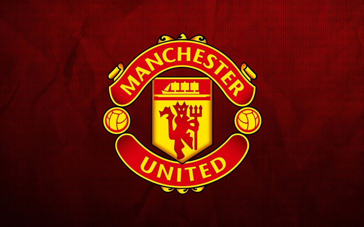 Manchester United FC, logo, emblem, creative red background, grunge style, art, NS, England, football, English football club