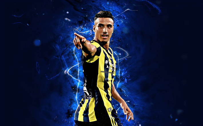 Nabil Dirar, partida, Moroccan jogador de futebol, Fenerbahce FC, futebol, Dirar, Turco Super Lig, luzes de neon