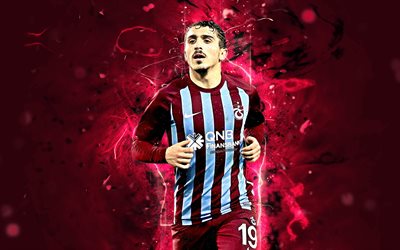 Abdulkadir Omur, Trabzonspor FC, turkish footballer, soccer, Turkish Super Lig, Omur, abstract art, football, neon lights