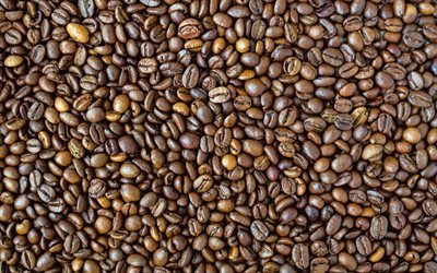4k, los granos de caf&#233; de textura, los granos de caf&#233; ar&#225;bica, caf&#233; natural, de cerca, de caf&#233;, de las texturas, los or&#237;genes de caf&#233;, granos de caf&#233;, arabica