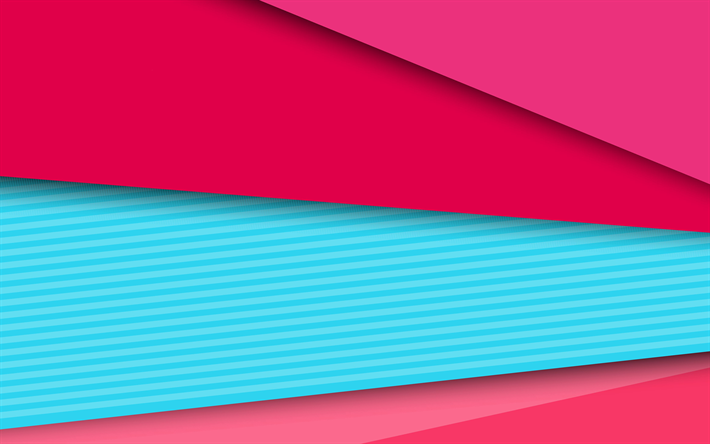 4k, design de material, cor-de-rosa e azul, criativo, formas geom&#233;tricas, linhas, pirulito, geometria, tiras, fundos coloridos, a arte abstrata