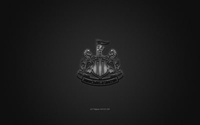 Newcastle United FC, Englannin football club, Premier League, harmaa logo, harmaa hiilikuitu tausta, jalkapallo, Newcastle upon Tyne, Englanti, Newcastle United logo