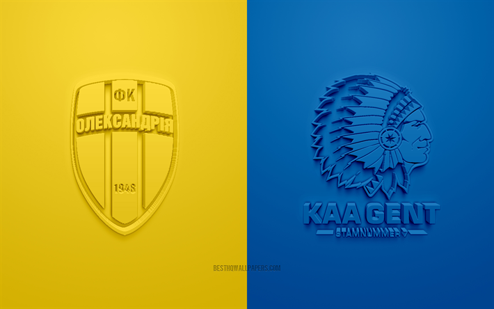 FC Oleksandria vs Gent, Europa League, 2019, promo, football match, UEFA, Group I, UEFA Europa League, KAA Gent, FC Oleksandria, 3d art, 3d logo