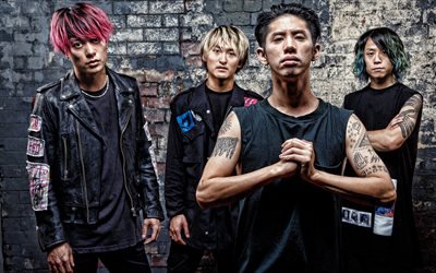 One Ok Rock de la banda de rock Japonesa, sesi&#243;n de fotos, Moriuchi Takahiro, Toru Yamashita, Kohama Bebidas, mi compa&#241;ero de Tomoya, cantantes, estrellas japoneses