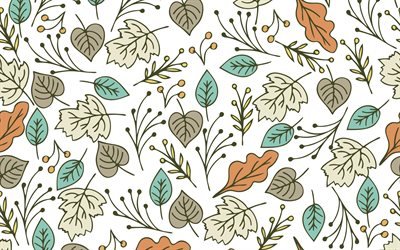 Download wallpapers retro texture with leaves, retro leaves background ...