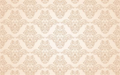 Lusso ornamenti texture 4k, retr&#242; ornamento texture, retr&#242;, sfondi, beige retr&#242;, texture, seamless texture