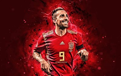 Paco Alcacer, 4k, Espagne, &#201;quipe Nationale, football, footballeurs, Francisco Alcacer Garcia, n&#233;ons, &#233;quipe de football espagnole, Paco Alcacer 4K