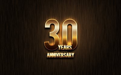 30 A&#241;os de Aniversario, de oro glitter signos, aniversario conceptos, lineal metal de fondo, 30 aniversario, creativo, de Oro 30 aniversario signo