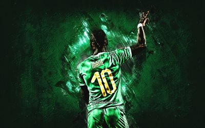 Sadio Mane, Senegal national football team, Senegalese football player, midfielder, green creative background, stone background, Senegal, football