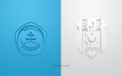 Slovan Bratislava vs Besiktas, Europa League, 2019, promo, football match, UEFA, Group K, UEFA Europa League, Slovan Bratislava, Besiktas, 3d art, 3d logo