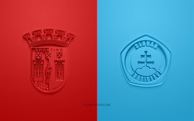 SC Braga vs Slovan Bratislava, Europa League, 2019, promo, jalkapallo-ottelu, UEFA, K-Ryhm&#228;, UEFA Europa League, Slovan Bratislava, SC Braga, 3d art, 3d logo