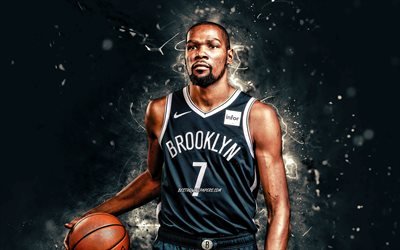kevin durant, 4 km, 2020, brooklyn nets, nba, basketball, kevin wayne durant, usa, kevin durant brooklyn nets, wei&#223;e neonlichter, kevin durant 4 km