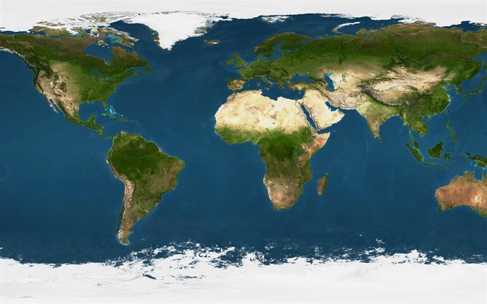 carte du monde, 4k, carte g&#233;ographique, de la Terre
