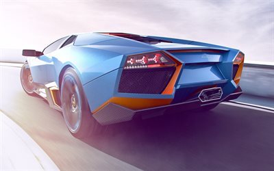 Lamborghini Aventador, 2017, tie, nopeus, takaa katsottuna, Lamborghini