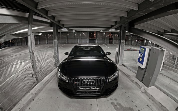 Audi RS5, tuning, parcheggio, parcheggio gratuito, supercar, nero audi