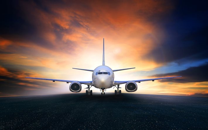 passenger aircraft, runway, air travel, airport