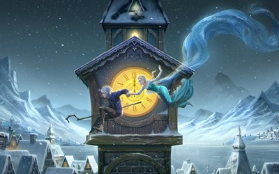 Jack Frost, Queen Elsa, 3d-animation, Disney