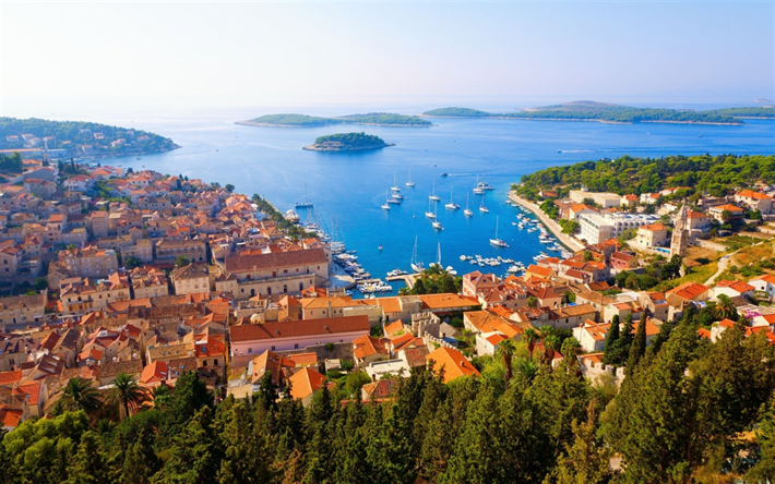 Hvar, resort city, Kroatien, resa i sommar, Adriatiska Havet