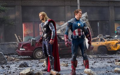 4k, Captain America, Thor, super-h&#233;ros, 2018 film, Avengers Infinity War