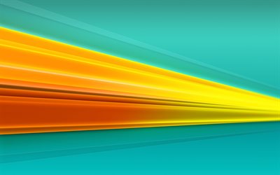 yellow lines, 4k, art, material design, creative, geometry, blue background